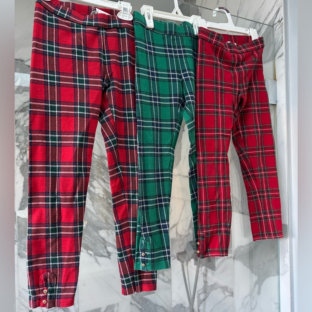 Janie and Jack Red and Green Plaid Leggings